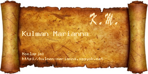 Kulman Marianna névjegykártya